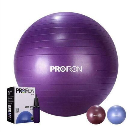 Vingrošanas bumba ar sūkni Proiron PRO-YJ01-5 65 cm, violeta цена и информация | Vingrošanas bumbas | 220.lv