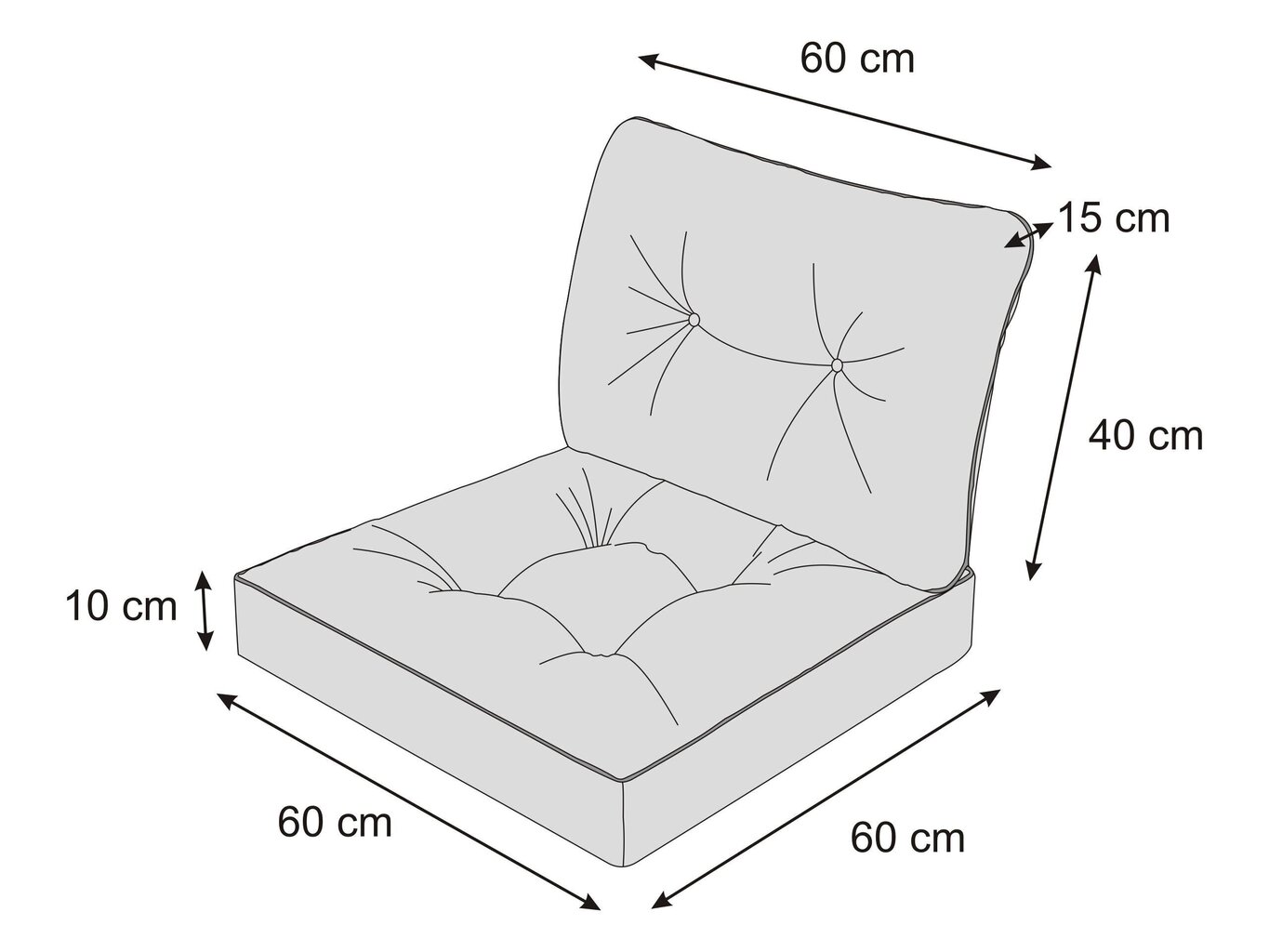 Spilvenu komplekts krēslam Emma Tech 60 cm, melns cena un informācija | Krēslu paliktņi | 220.lv