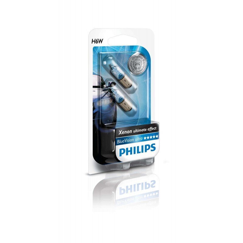 PHILIPS autospuldze H6W 12V 6W BAX9S bluevision, 2 gab. blisteris cena un informācija | Auto spuldzes | 220.lv