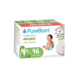 Органические подгузники PureBorn из бамбука, 5,5-8 кг, 96шт. цена и информация | Подгузники | 220.lv