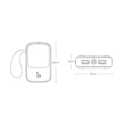 Внешний аккумулятор Baseus Q Pow With Type-C Cable с LCD экраном 10000mAh, белый PPQD-A02 цена и информация | Зарядные устройства Power bank | 220.lv