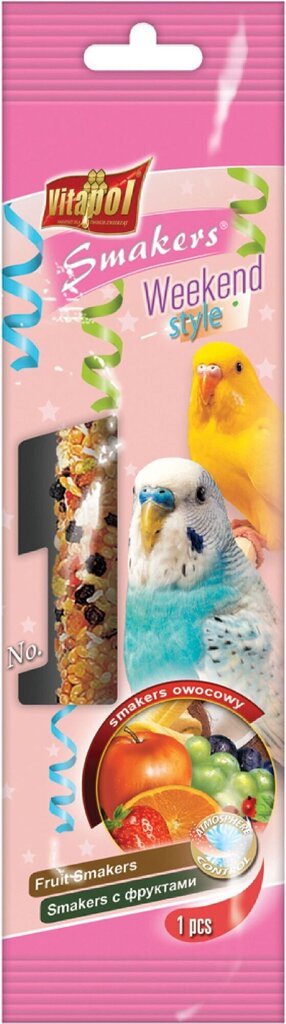 Vitapol Smakers Weekend Style augļu gardumi papagaiļiem Korellām 45g цена и информация | Putnu barība | 220.lv