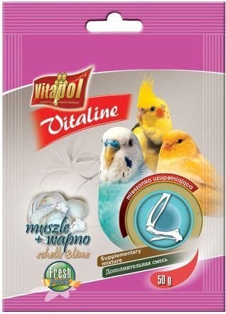 Vitapol VITALINE papildus barība putnu gliemežvākiem + kalcijs Shells&lime 50g цена и информация | Putnu barība | 220.lv