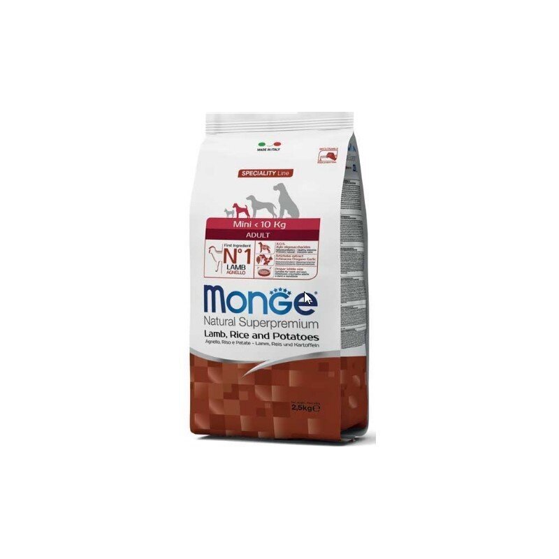 Monge Spec. Line Mini Adult sausā barība ar jēru, rīsiem un kartupeļiem, mazu šķirņu pieaugušiem suņiem 2,5kg цена и информация | Sausā barība suņiem | 220.lv