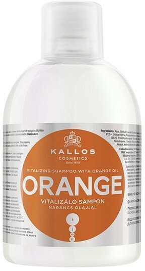Šampūns matiem Kallos Orange, 1000 ml cena un informācija | Šampūni | 220.lv