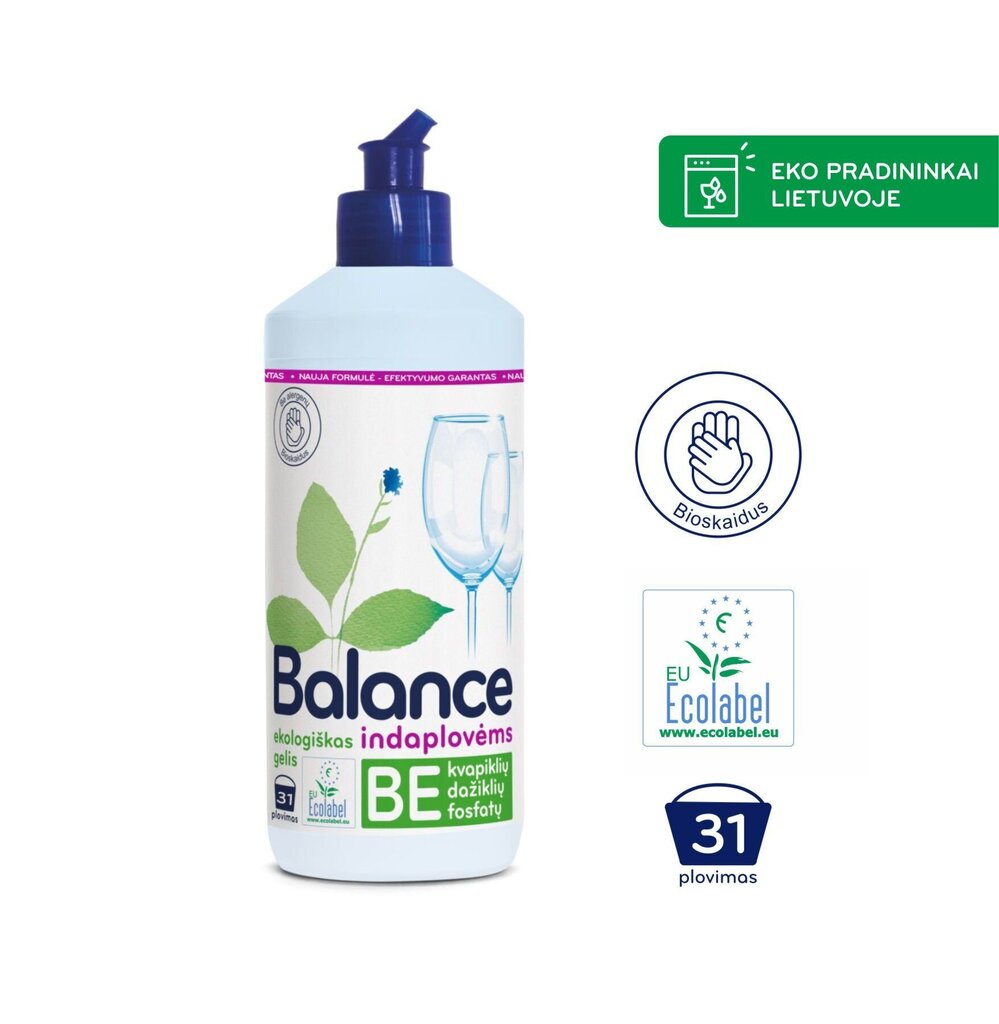 Ekoloģisks trauku mazgājamās mašīnas gels Balance, 500 ml цена и информация | Trauku mazgāšanas līdzekļi | 220.lv