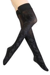 Elegantas sieviešu zeķes melnā krāsā ar pelēku ziedu rakstu GAILY 60 den cena un informācija | Zeķubikses | 220.lv