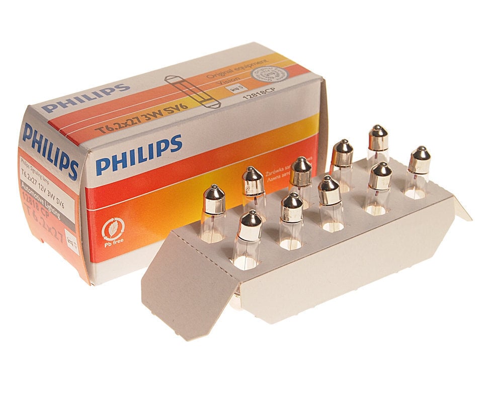 PHILIPS auto spuldze 12V 3W SV6 T6 2X27 1.gab. цена и информация | Auto spuldzes | 220.lv