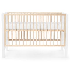 Koka gultiņa Kinderkraft Mia ar matraci 120x60 cm, balta цена и информация | Детские кроватки | 220.lv