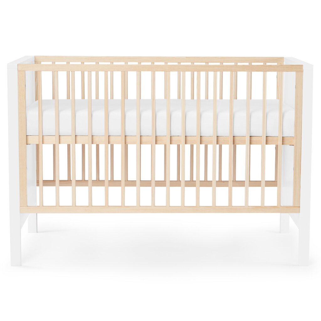 Koka gultiņa Kinderkraft Mia ar matraci 120x60 cm, balta cena un informācija | Zīdaiņu gultas | 220.lv