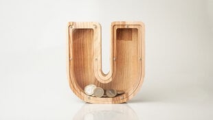 Деревянная копилка буква «U» цена и информация | Оригинальные копилки | 220.lv