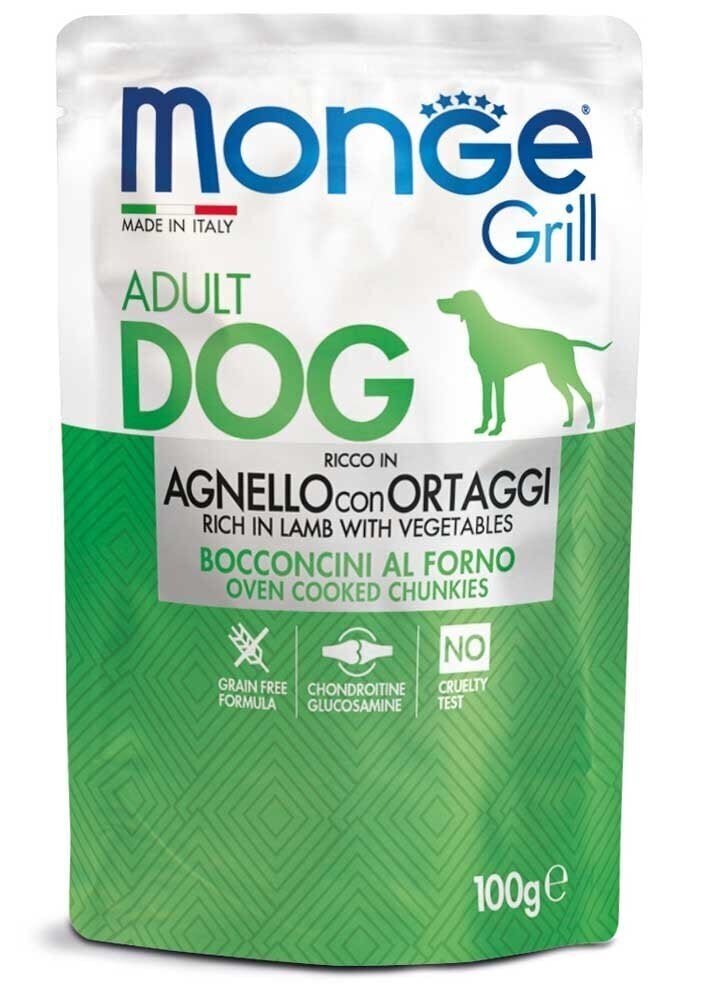 Monge Grill Dog Pouches konservi suņiem ar Jēru un Dārzeņiem 100g cena un informācija | Konservi suņiem | 220.lv