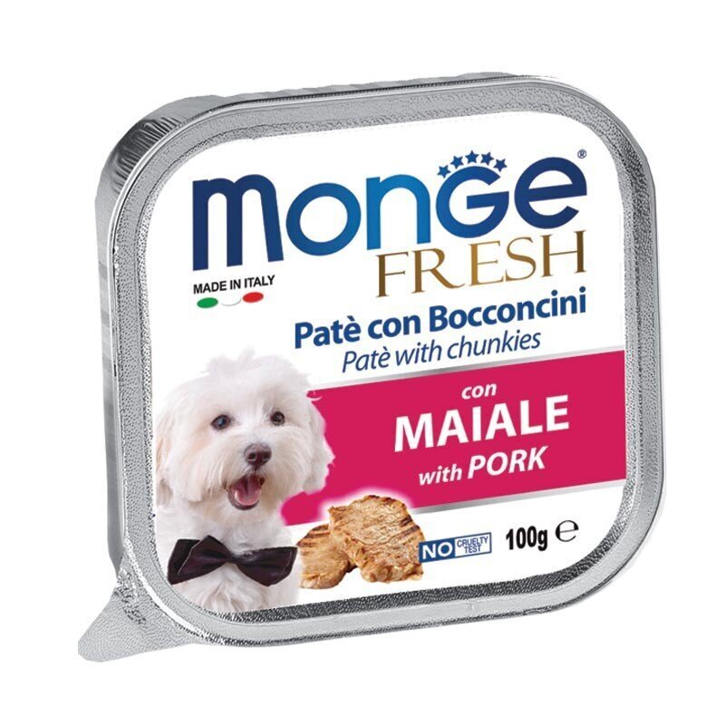 Monge Fresh pastēte ar Cūkgaļas gabaliņiem, pieaugušiem suņiem 100g cena un informācija | Konservi suņiem | 220.lv