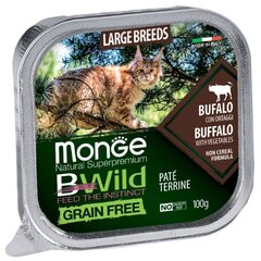 Жареный паштет для кошек с буйволом и овощами Monge BWild Cat Grain Free All Large Breeds 100g цена и информация | Консервы для котов | 220.lv