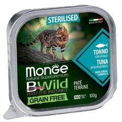 Monge BWild Cat Grain Free Adult sterilizētiem kaķiem, cepta pastēte ar Tunci un Dārzeņiem 100g cena un informācija | Konservi kaķiem | 220.lv