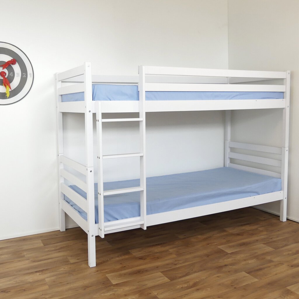Divstāvu gulta no bērza koksnes 90x200 cm, balta cena un informācija | Bērnu gultas | 220.lv