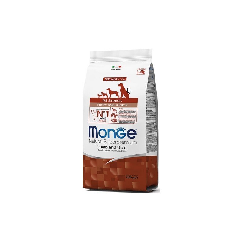 Monge Spec. Line Mini Adult sausā barība ar Jēru, Rīsiem un Kartupeļiem, mazu šķirņu pieaugušiem suņiem 2,5kg цена и информация | Sausā barība suņiem | 220.lv