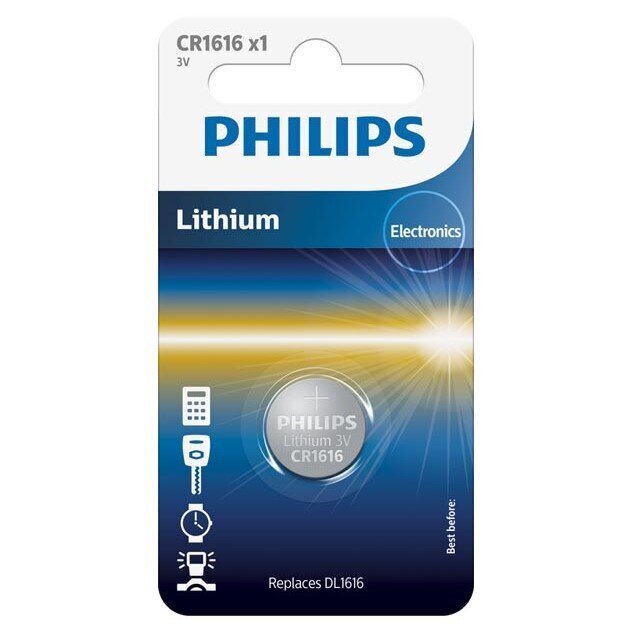 Baterija PHILIPS Lithium CR1616 3V cena un informācija | Baterijas | 220.lv