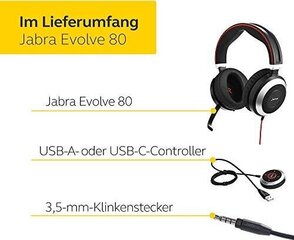 Jabra Evolve 80 MS 7899-823-189 цена и информация | Наушники | 220.lv
