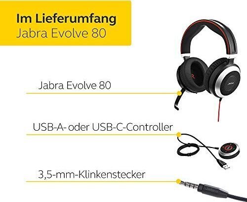 Проводные наушники Jabra Evolve 80 MS 7899-823-189 цена | 220.lv