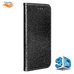 TakeMe 3D-Crystal Shine Magnētiskas fiksācijas maciņš-grāmata priekš Samsung Galaxy S21 (G991B) Melns cena un informācija | Telefonu vāciņi, maciņi | 220.lv