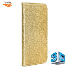 TakeMe 3D-Crystal Shine Magnētiskas fiksācijas maciņš-grāmata priekš Samsung Galaxy S21 (G991B) Zelta цена и информация | Чехлы для телефонов | 220.lv