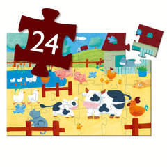 Silueta puzle – Gotiņa fermā (24 gab.), DJECO DJ07205 cena un informācija | Puzles, 3D puzles | 220.lv