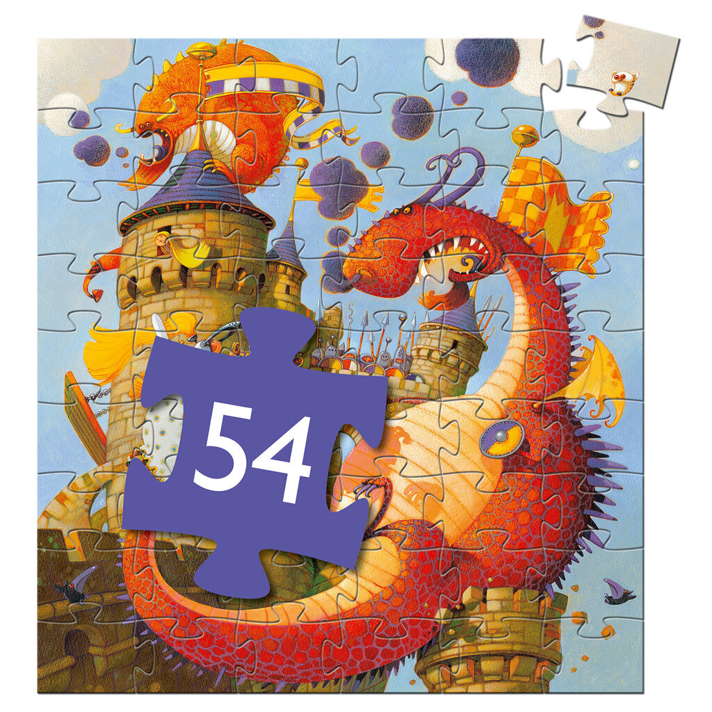 Silueta puzle - Drosminieks un pūķis (54 gab.), DJECO DJ07256 cena un informācija | Puzles, 3D puzles | 220.lv