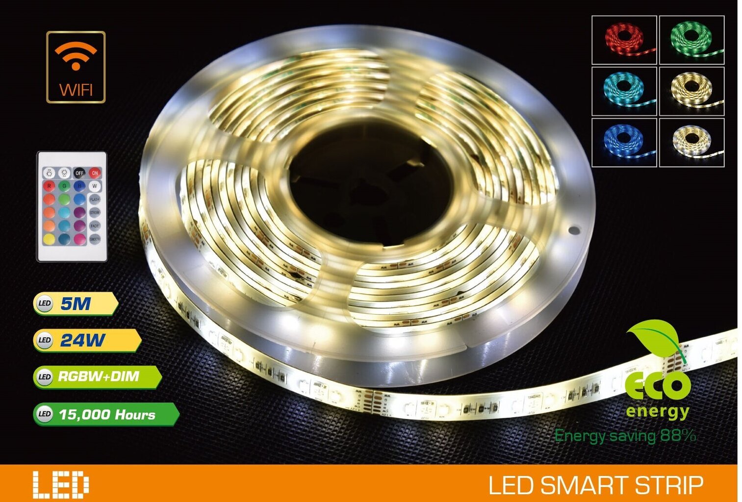 LED lenta RGBW 5m ar pulti cena un informācija | LED lentes | 220.lv