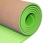 SportVida Eco Korķa + TPE Neslīdošs 4mm Plāns Fitnesa un Jogas paklājs (183х61х0.4см) Zaļš atsauksme