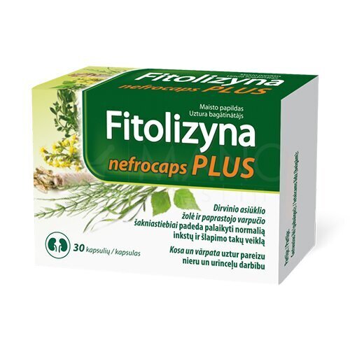 Uztura bagātinātājs Fitolizyna Nefrocaps Plus kapsulas, 30 gab. cena un informācija | Vitamīni, preparāti, uztura bagātinātāji labsajūtai | 220.lv