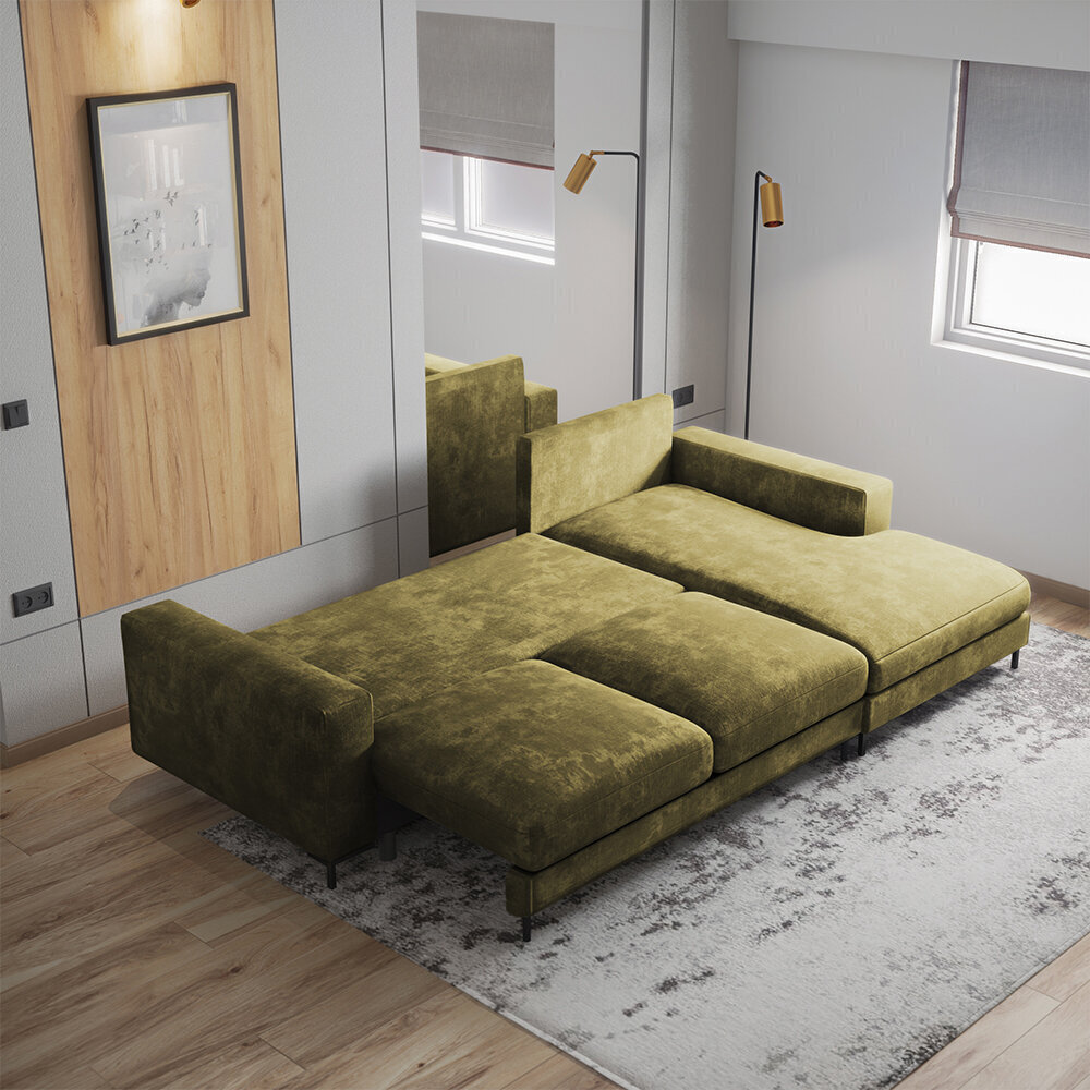 Stūra dīvāns Selsey Mokpeo, zaļš cena un informācija | Stūra dīvāni | 220.lv