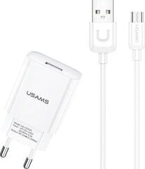 USAMS T21 USB 2A Travel Charger + Lightning Data Cable, White цена и информация | Зарядные устройства для телефонов | 220.lv