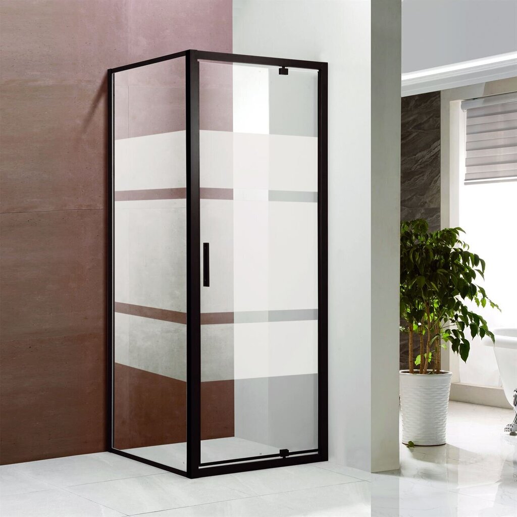 Dušas stūris Vento Toskana kvadrāts, 90x90x195, stikls 6mm Easy Clean, melnais profils, bez paliktņa цена и информация | Dušas kabīnes | 220.lv
