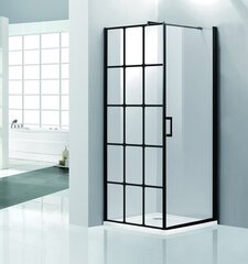 Dušas stūris Vento Palermo kvadrāts, 80x80x195, stikls 6mm Easy Clean, melnais profils, bez paliktņa cena un informācija | Dušas kabīnes | 220.lv