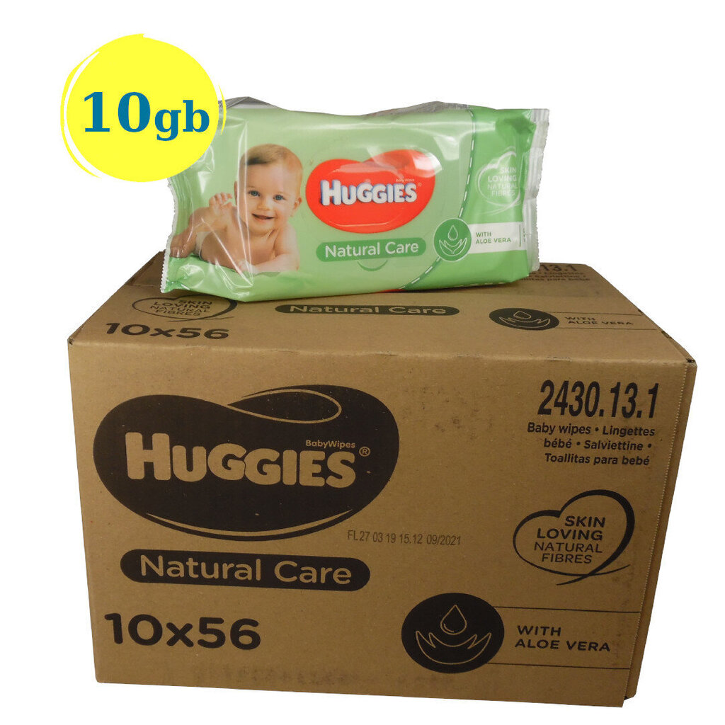 Mitrās salvetes Huggies SOFT SKIN 10x56gb cena un informācija | Mitrās salvetes, vienreizlietojamie paladziņi | 220.lv