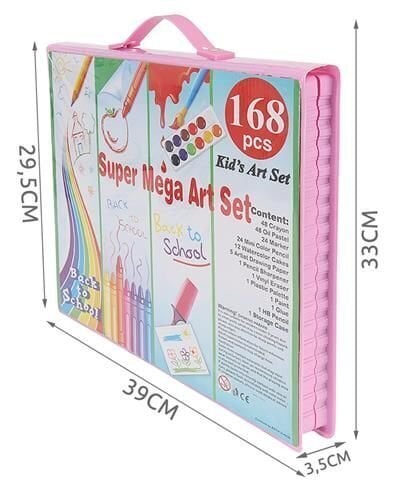 Mega zīmēšanas un radošuma kolekcija ar čemodānu, 168 gab. cena un informācija | Modelēšanas un zīmēšanas piederumi | 220.lv