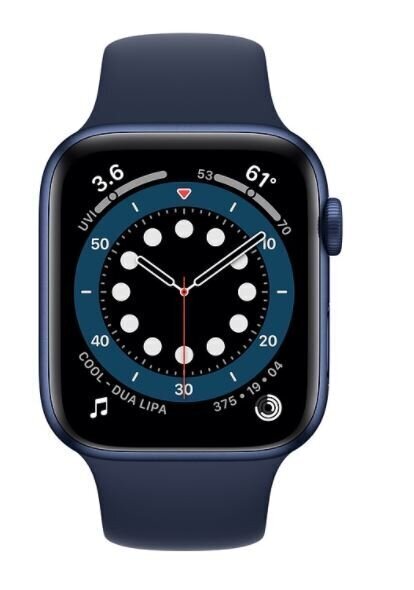 Apple Watch Series 6 M06Q3EL/A 40mm, Smart watches, GPS (satellite), LTPO OLED, Touchscreen, Heart rate monitor, Waterproof, Bluetooth, Wi-Fi, eSIM, Blue, Deep Navy cena un informācija | Viedpulksteņi (smartwatch) | 220.lv