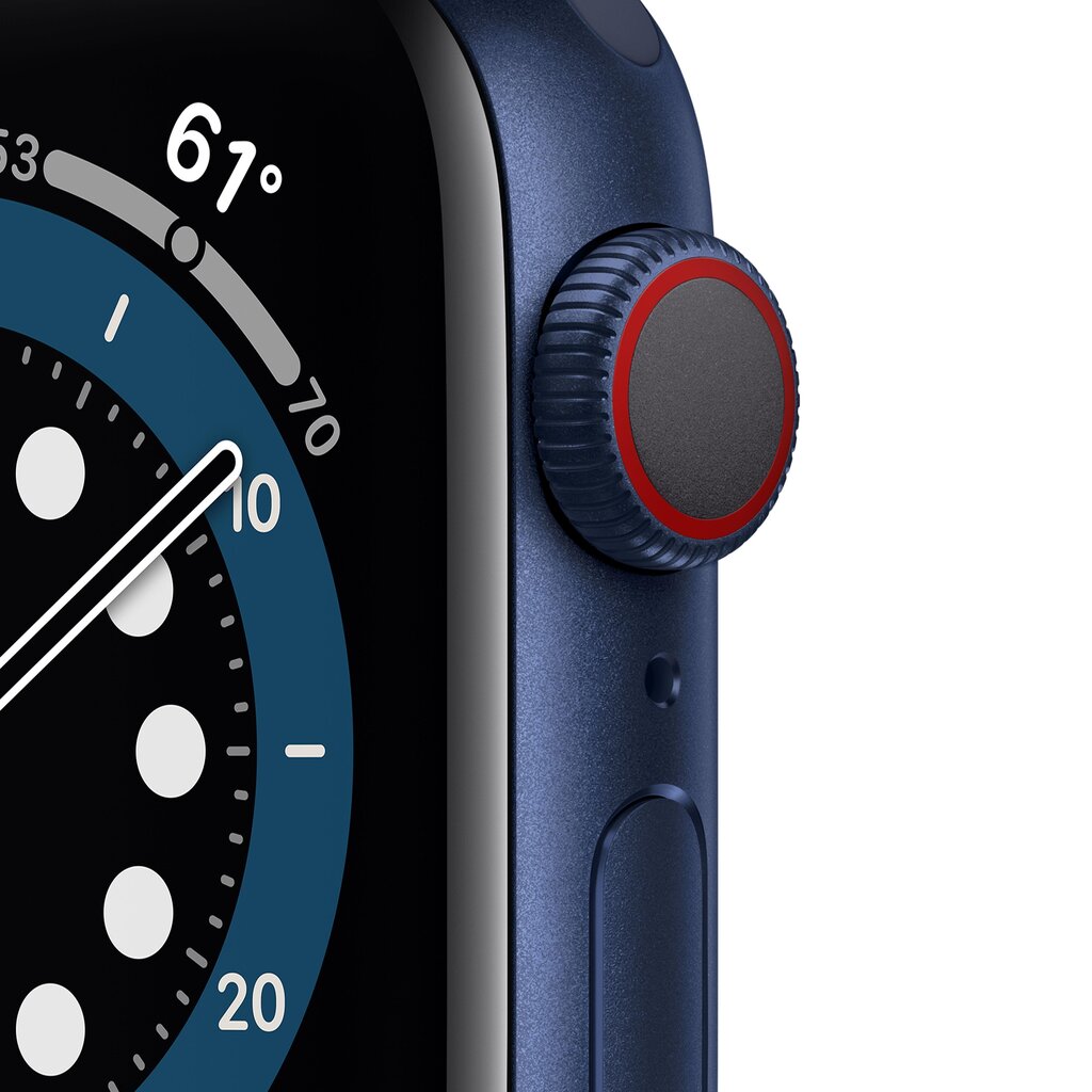Apple Watch Series 6 M06Q3EL/A 40mm, Smart watches, GPS (satellite), LTPO OLED, Touchscreen, Heart rate monitor, Waterproof, Bluetooth, Wi-Fi, eSIM, Blue, Deep Navy cena un informācija | Viedpulksteņi (smartwatch) | 220.lv