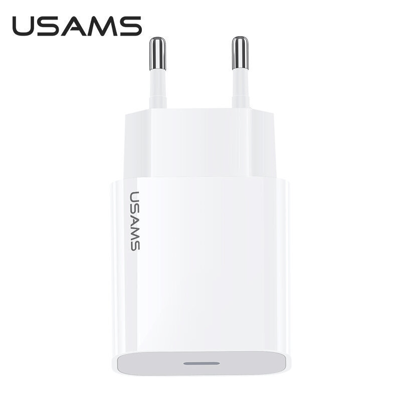 USAMS ceļošanas lādētājs 20W USB-C PD, Balts cena un informācija | Lādētāji un adapteri | 220.lv