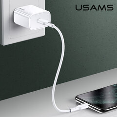 Дорожное зарядное устройство USAMS 20Вт USB-C PD, белое цена и информация | Зарядные устройства для телефонов | 220.lv