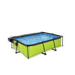 Karkasa baseins ar filtru un jumtu Exit Lime 220x150x65 cm, zaļš cena un informācija | Baseini | 220.lv