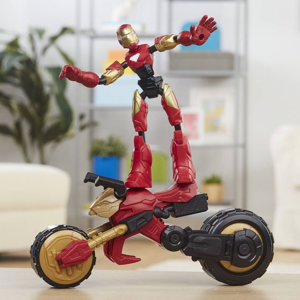 Figūriņa ar motociklu Hasbro Avengers Bend N Flex cena un informācija | Rotaļlietas zēniem | 220.lv