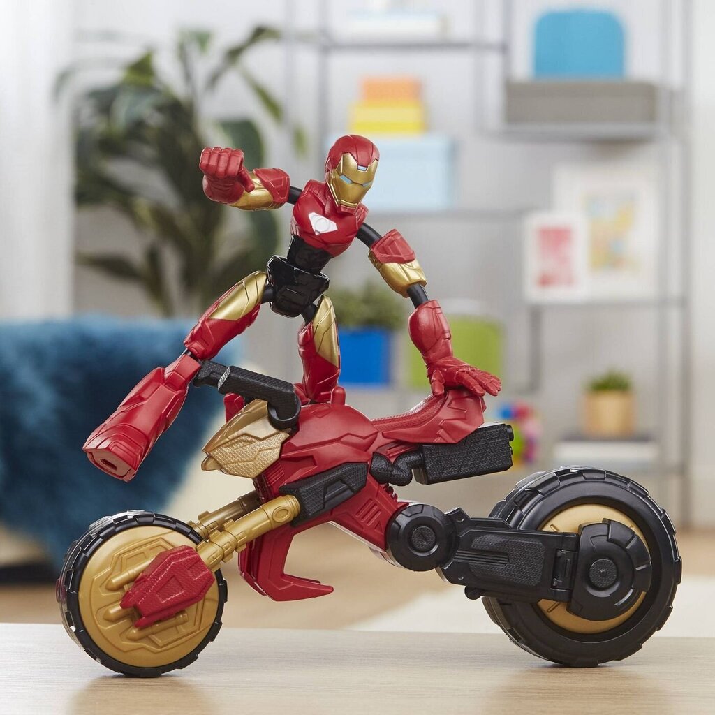 Figūriņa ar motociklu Hasbro Avengers Bend N Flex cena un informācija | Rotaļlietas zēniem | 220.lv