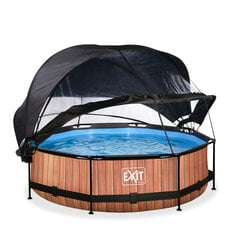 Каркасный бассейн Exit Wood с фильтром и навесом, ø300x76 см, коричневый цена и информация | Бассейны | 220.lv