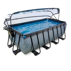Каркасный бассейн с песочным фильтром и навесом Exit Stone, 400x200x122 см, серый цена и информация | Бассейны | 220.lv