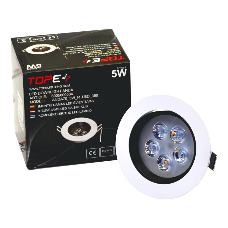 Iebūvējamais apaļš LED gaismeklis "ANDA" 5W cena un informācija | Iebūvējamās lampas, LED paneļi | 220.lv