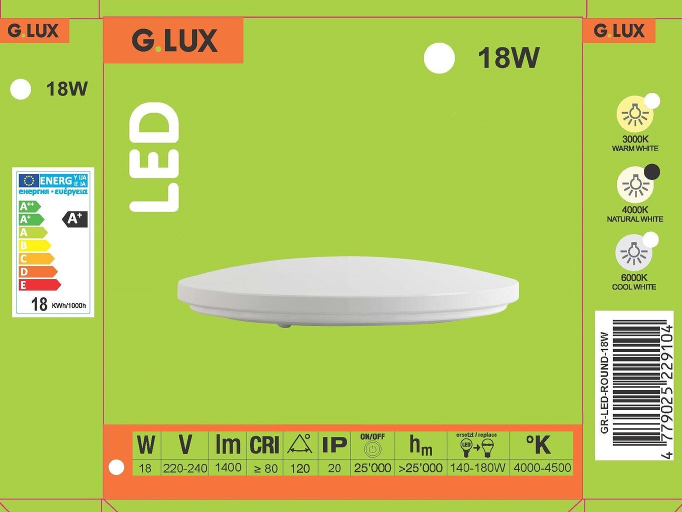LED lampa G.LUX GR-LED-ROUND-18W цена и информация | Griestu lampas | 220.lv