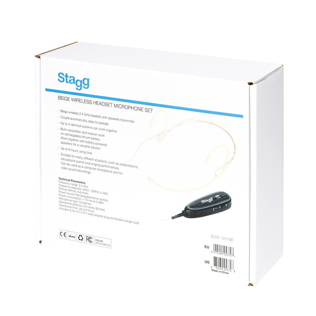 Bezvadu mikrofons uz auss (headset) Stagg SUW 12H-BE (miesas krāsas) цена и информация | Mikrofoni | 220.lv