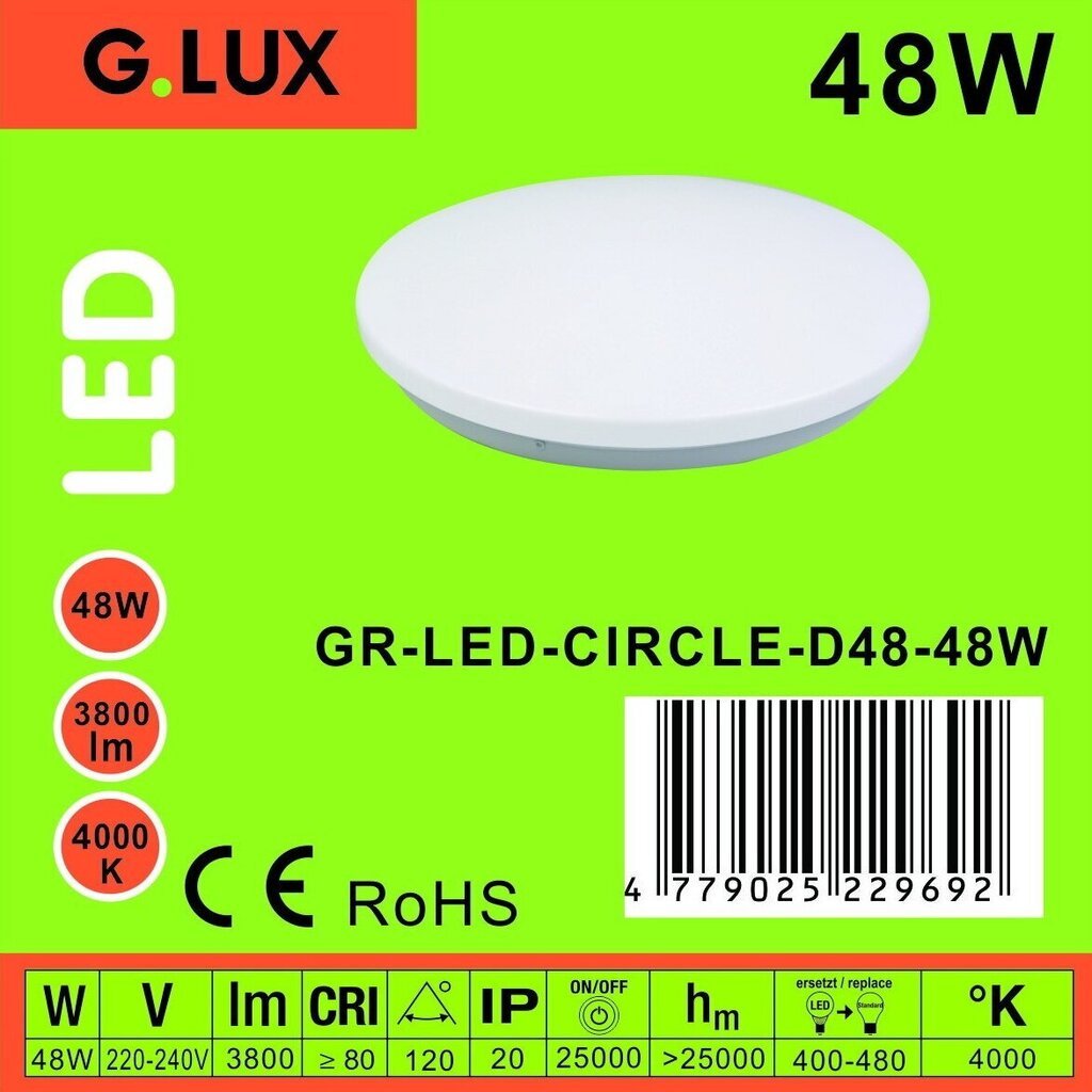 LED lampa G.LUX GR-LED-CIRCLE-D48-48W цена и информация | Griestu lampas | 220.lv